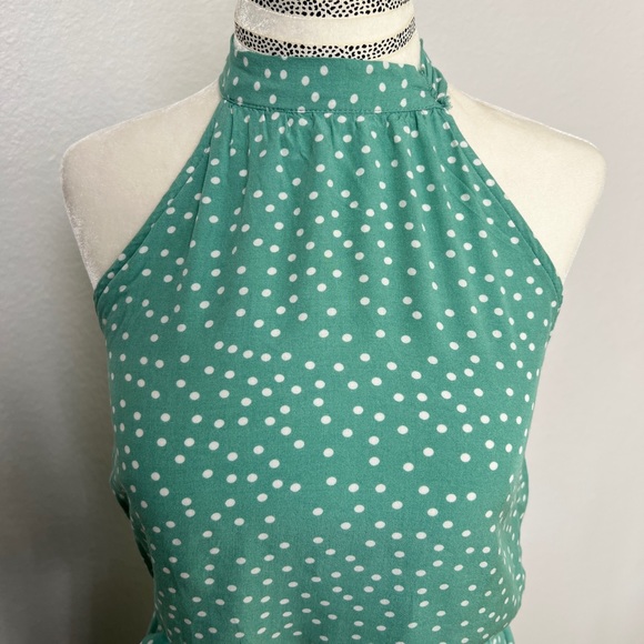 Green Polka Dot Long Dress Small - Picture 3 of 9